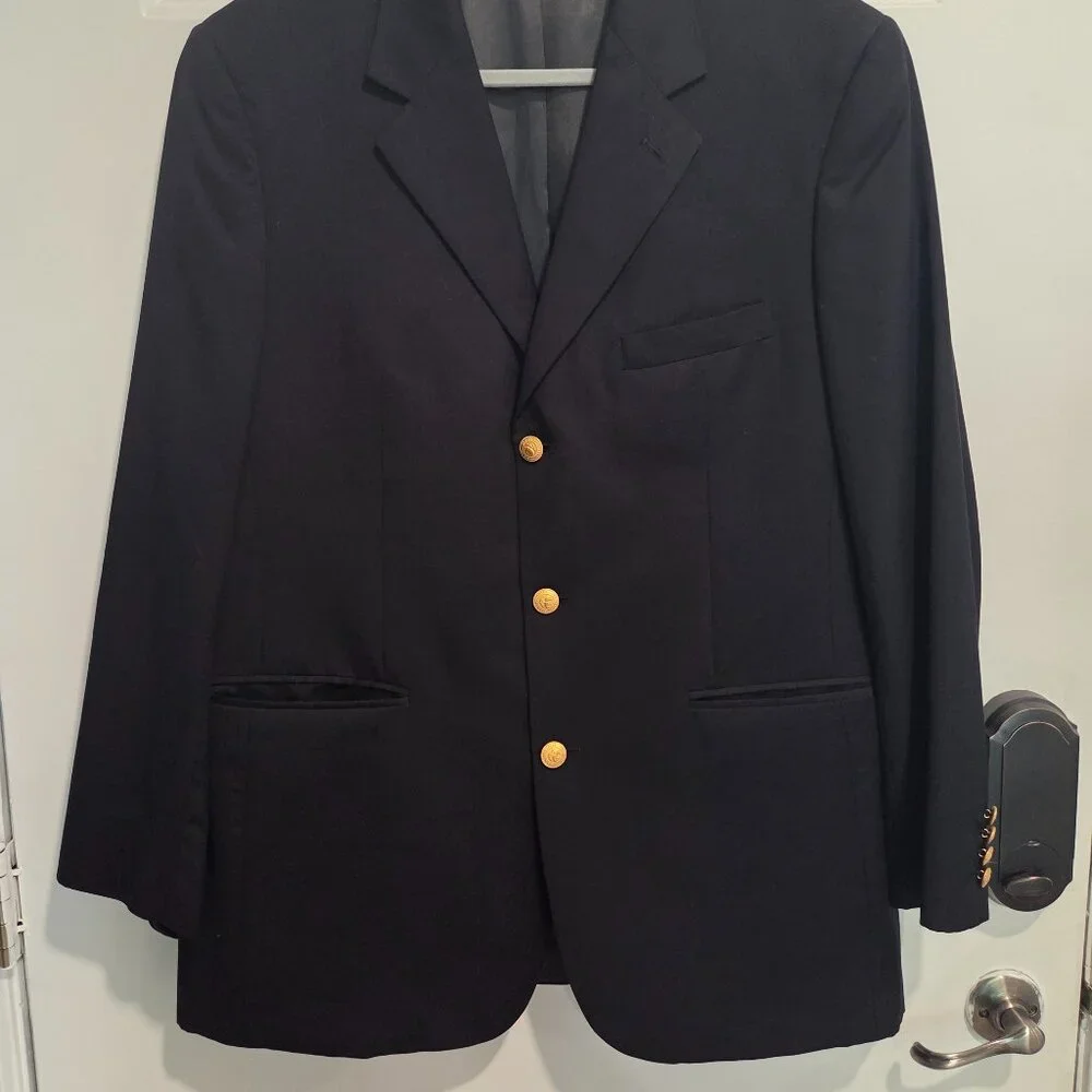 Brooks brothers‎ suit jacket 43 L Navy gold buttons